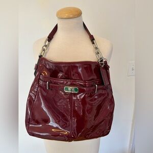 Coach Chelsea Ashlyn Patent Leather Hobo Bag Wine Red F17861